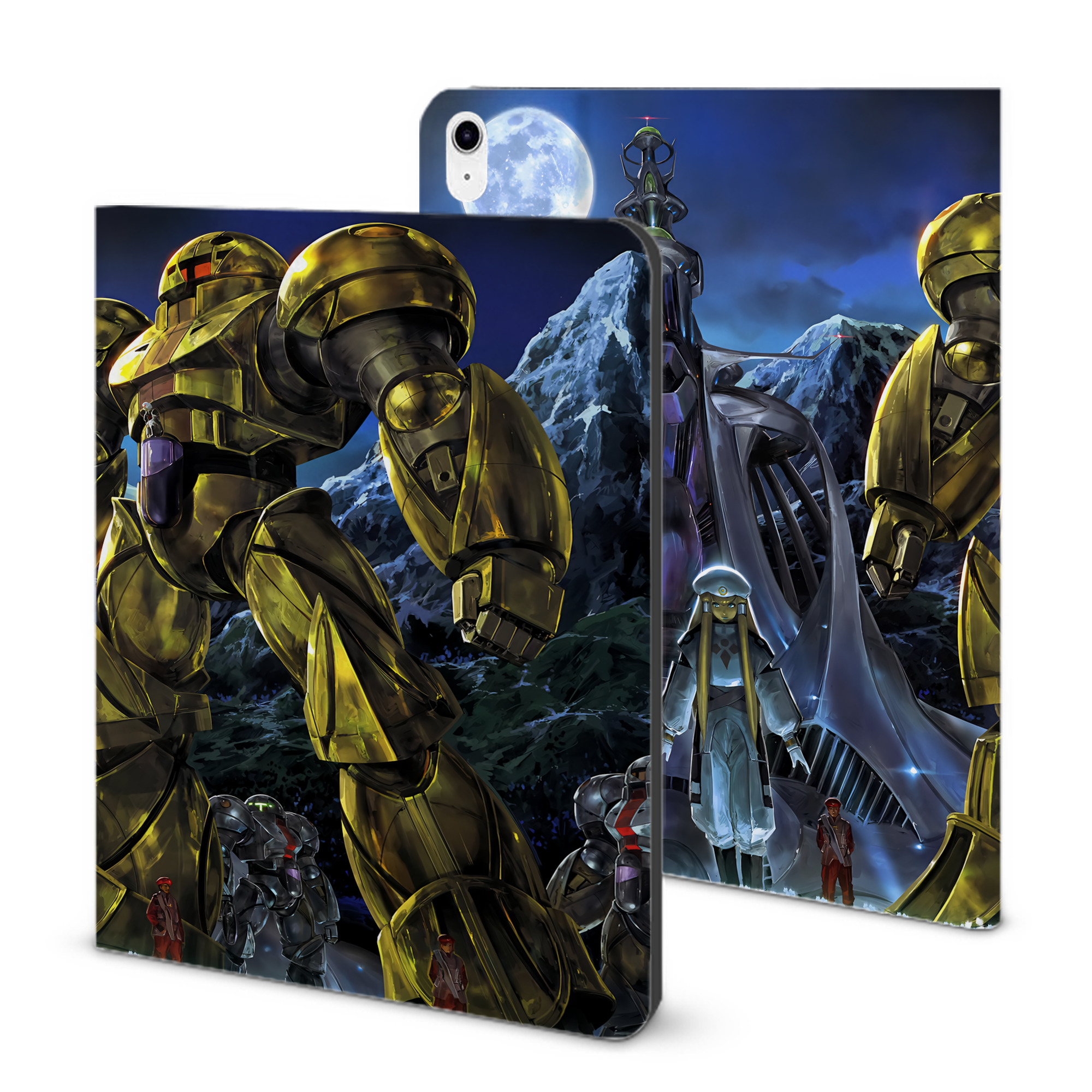 （画像用） 機動戦士ガンダム Mobile Suit Gundam IPad ケース ブック型 PUレザー TPU 耐衝撃 軽量 薄型 ペン収納なし 全面保護 IPad 各モデル対応
